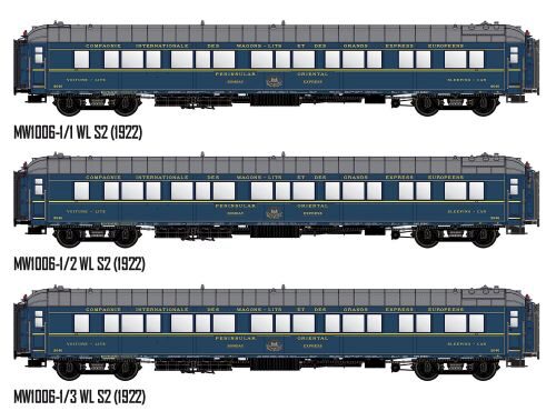 L.S. Models MW1006-1 3er Set Schlafwagen CIWL, Ep.II, Bomby Express, Innenbel.